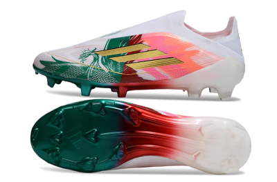 Adidas F50 Elite Laceless FG Football Boots - White/Green/Gold/Red