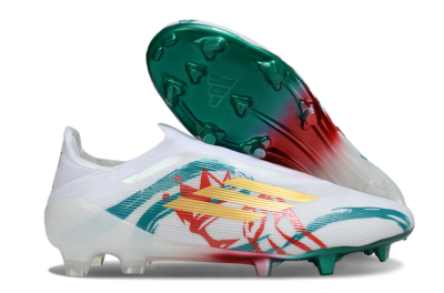 Adidas F50 Elite Laceless FG Football Boots - White/Green/Gold/Red