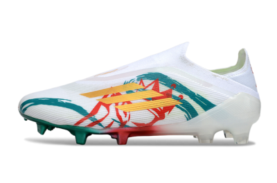 Adidas F50 Elite Laceless FG Football Boots - White/Green/Gold/Red