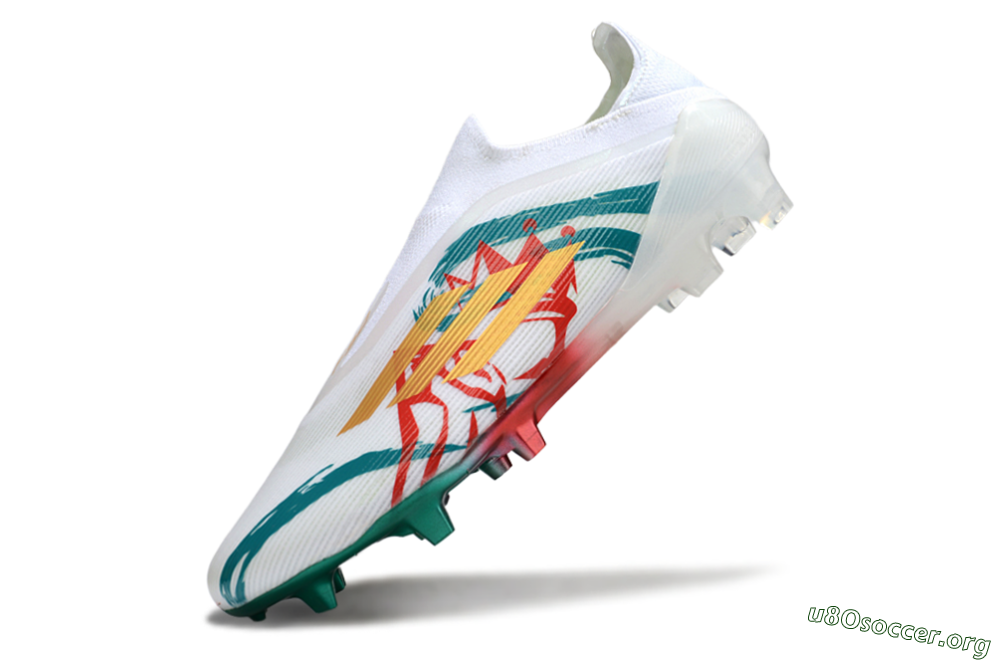 Adidas F50 Elite Laceless FG Football Boots - White/Green/Gold/Red 5