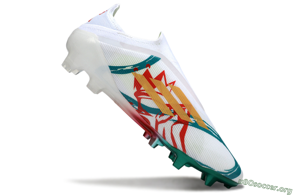 Adidas F50 Elite Laceless FG Football Boots - White/Green/Gold/Red 4