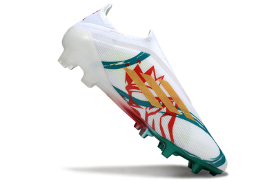 Adidas F50 Elite Laceless FG Football Boots - White/Green/Gold/Red