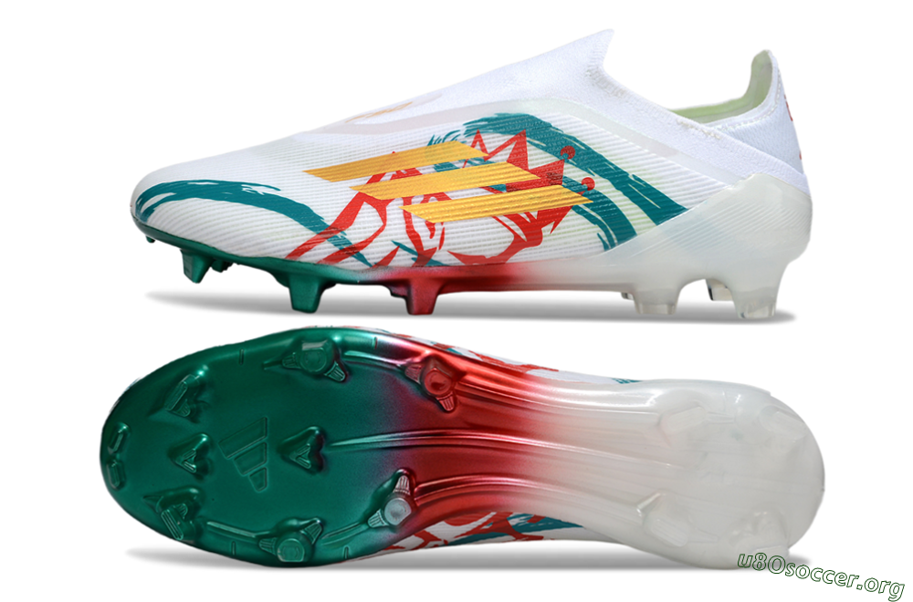 Adidas F50 Elite Laceless FG Football Boots - White/Green/Gold/Red 1