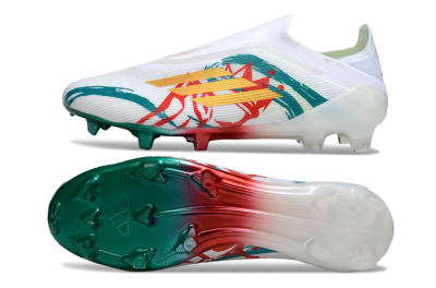 Adidas F50 Elite Laceless FG Football Boots - White/Green/Gold/Red