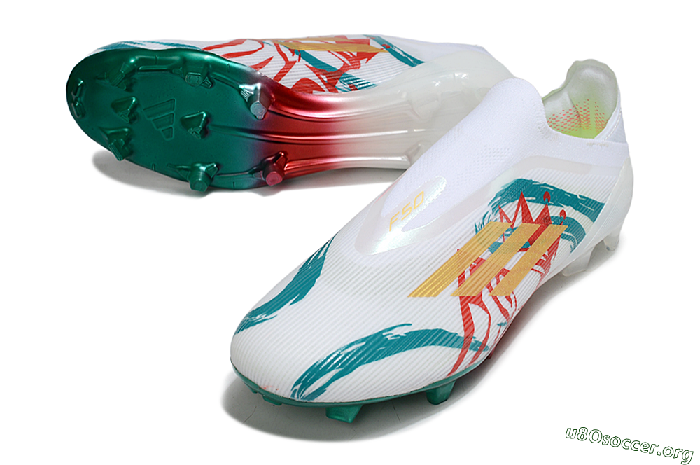 Adidas F50 Elite Laceless FG Football Boots - White/Green/Gold/Red 0