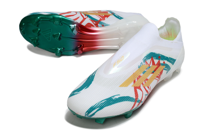Adidas F50 Elite Laceless FG Football Boots - White/Green/Gold/Red