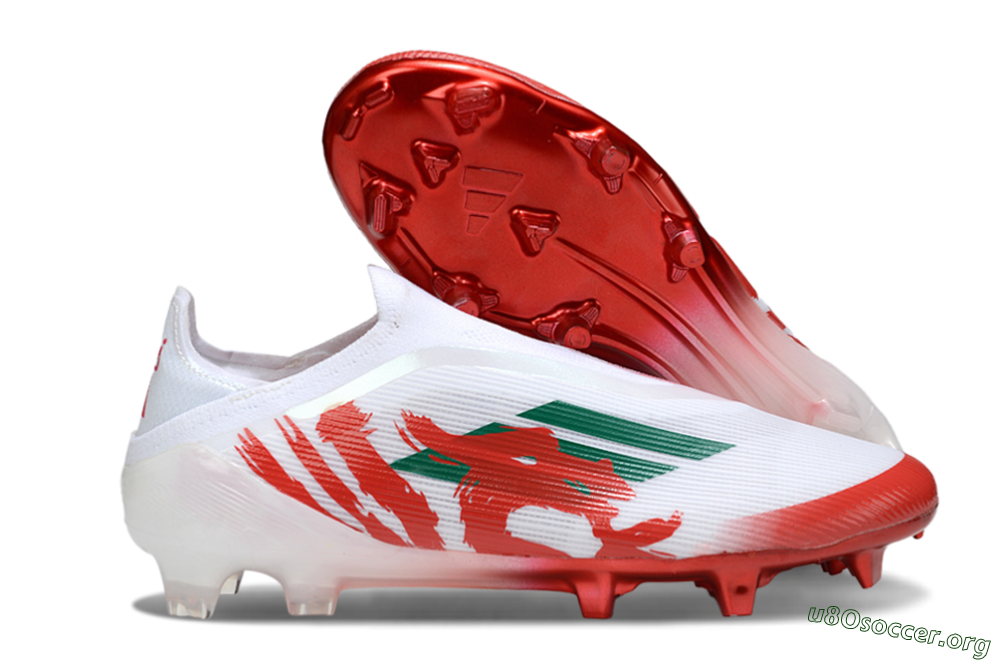 Adidas F50 Elite Laceless FG Football Boots - White/Green/Red 2