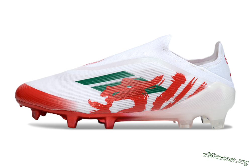 Adidas F50 Elite Laceless FG Football Boots - White/Green/Red 3