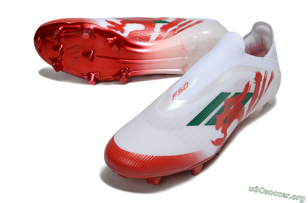 Adidas F50 Elite Laceless FG Football Boots - White/Green/Red 0