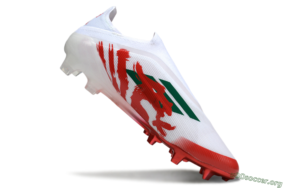 Adidas F50 Elite Laceless FG Football Boots - White/Green/Red 4