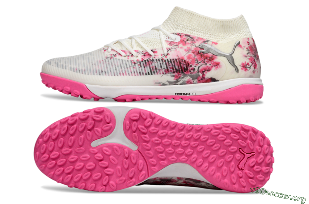 Puma Future 8 Ultimate TF Football Shoes - White/Black/Pink 1