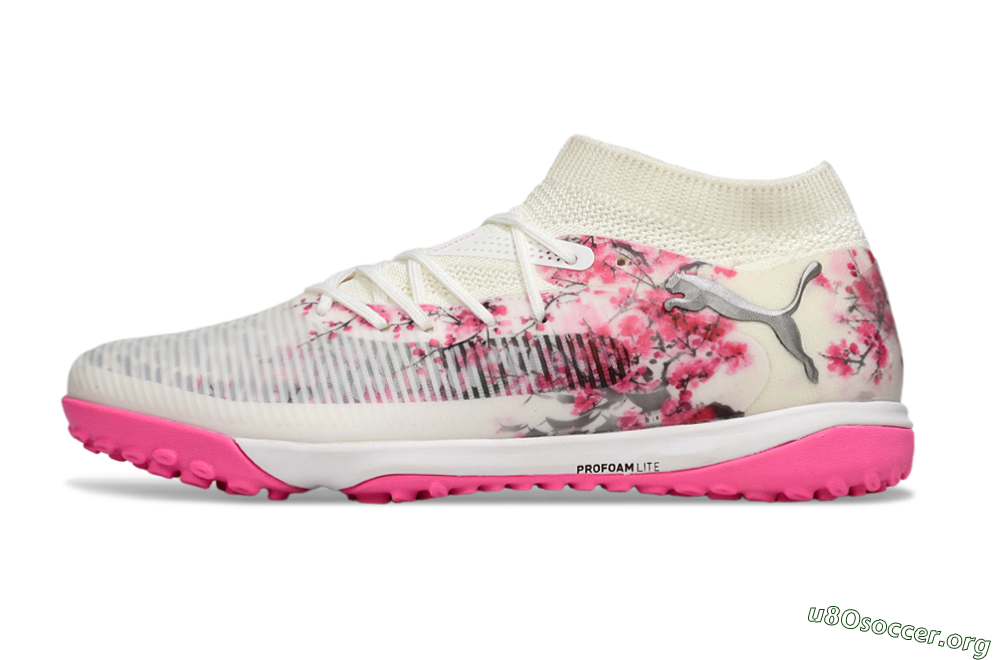 Puma Future 8 Ultimate TF Football Shoes - White/Black/Pink 3