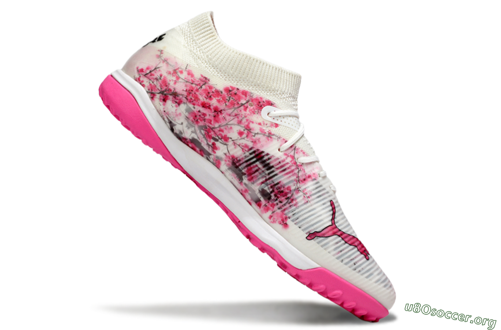 Puma Future 8 Ultimate TF Football Shoes - White/Black/Pink 4