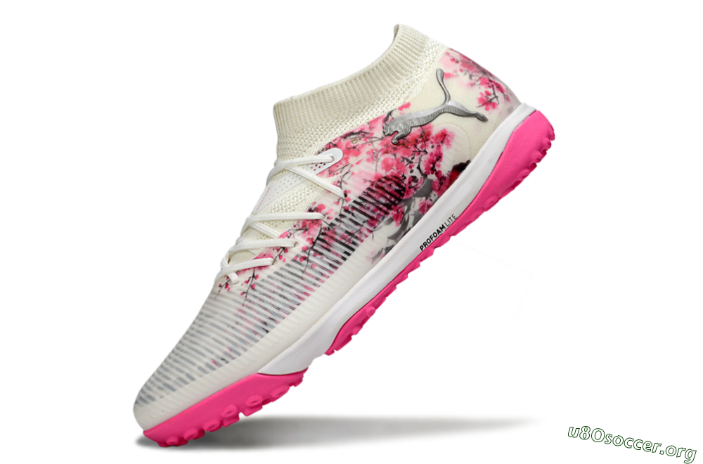 Puma Future 8 Ultimate TF Football Shoes - White/Black/Pink 5