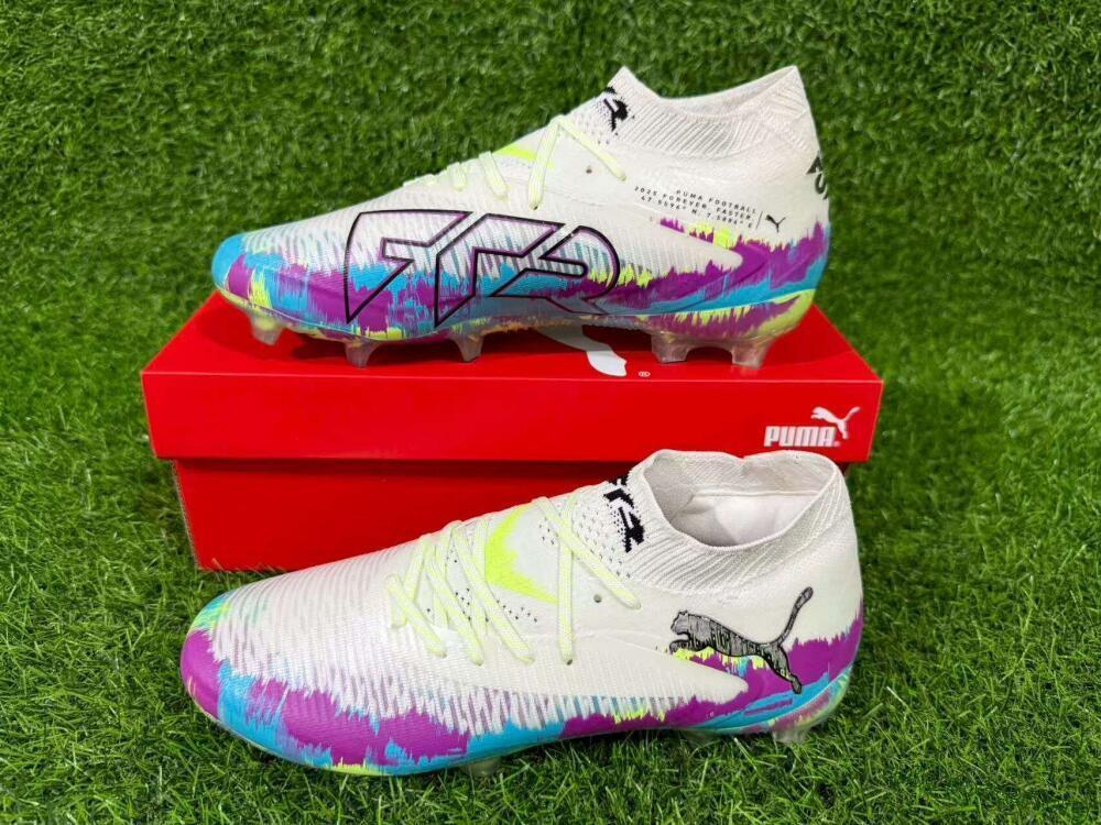 Puma Future 8 Ultimate FG Football Boots - White/Purple/Yellow/Blue