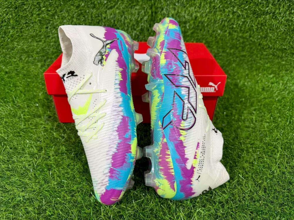 Puma Future 8 Ultimate FG Football Boots - White/Purple/Yellow/Blue