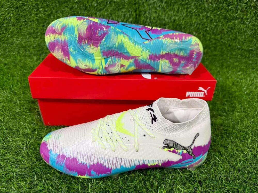 Puma Future 8 Ultimate FG Football Boots - White/Purple/Yellow/Blue