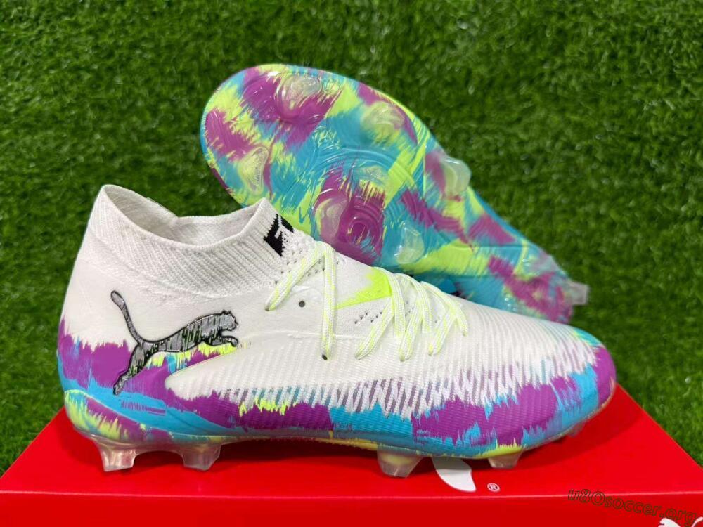 Puma Future 8 Ultimate FG Football Boots - White/Purple/Yellow/Blue