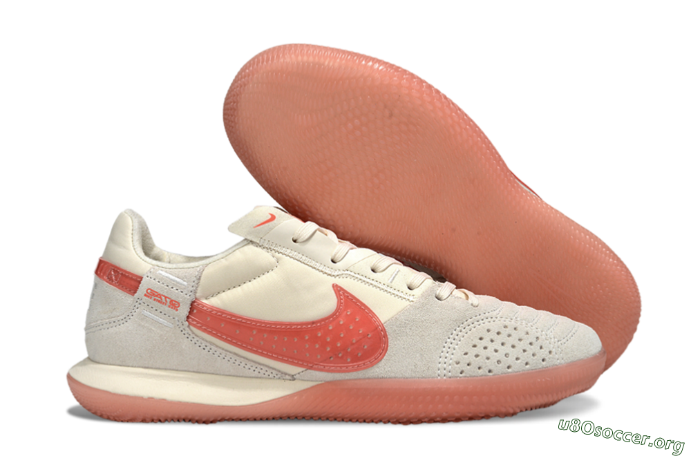 Nike Street Gato IC Football Shoes - Beige/Grey/Red 2