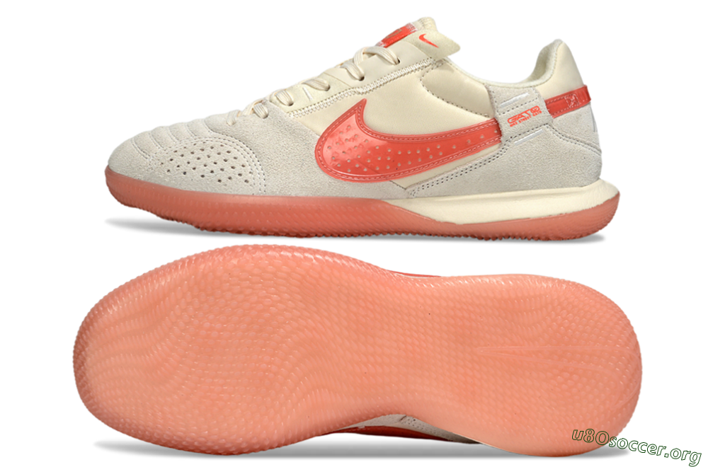 Nike Street Gato IC Football Shoes - Beige/Grey/Red 1