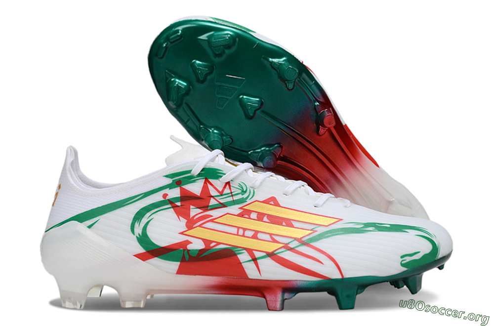 Adidas F50 Elite FG Football Boots - White/Green/Gold/Red 2