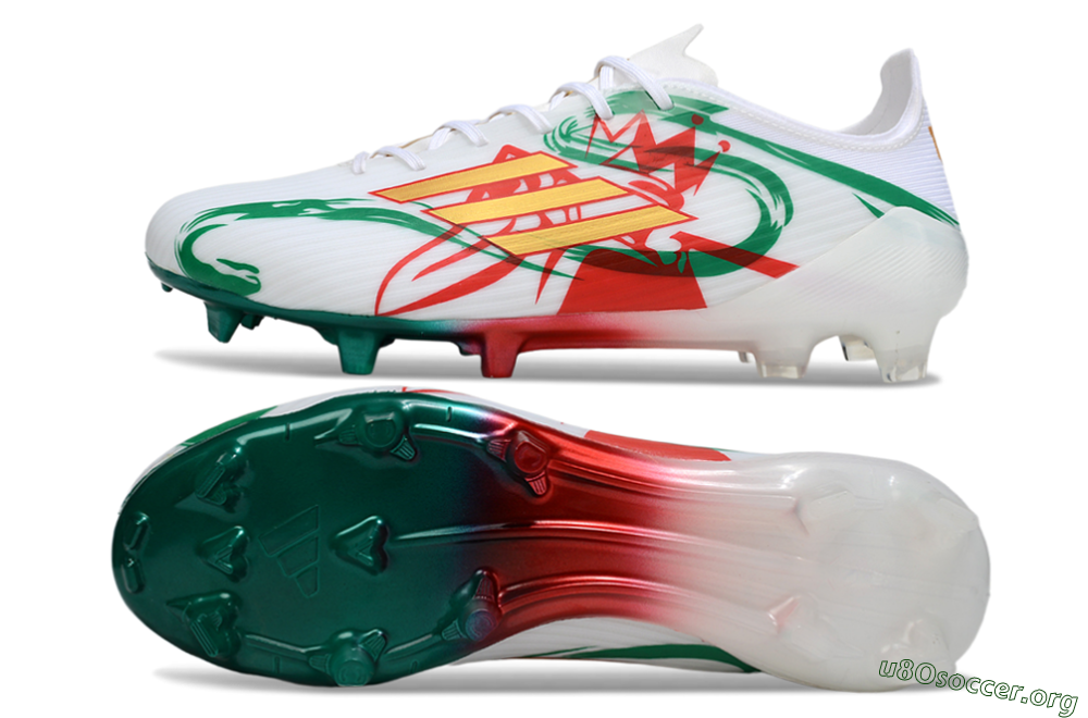 Adidas F50 Elite FG Football Boots - White/Green/Gold/Red 1