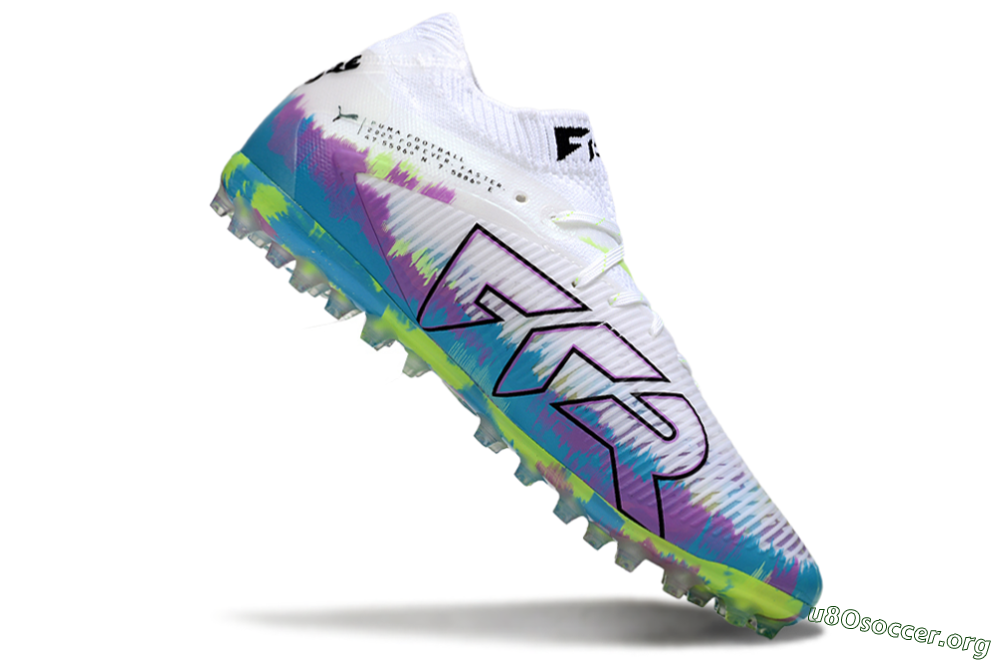 Puma Future 8 Ultimate MG Football Boots - White/Blue/Yellow 4