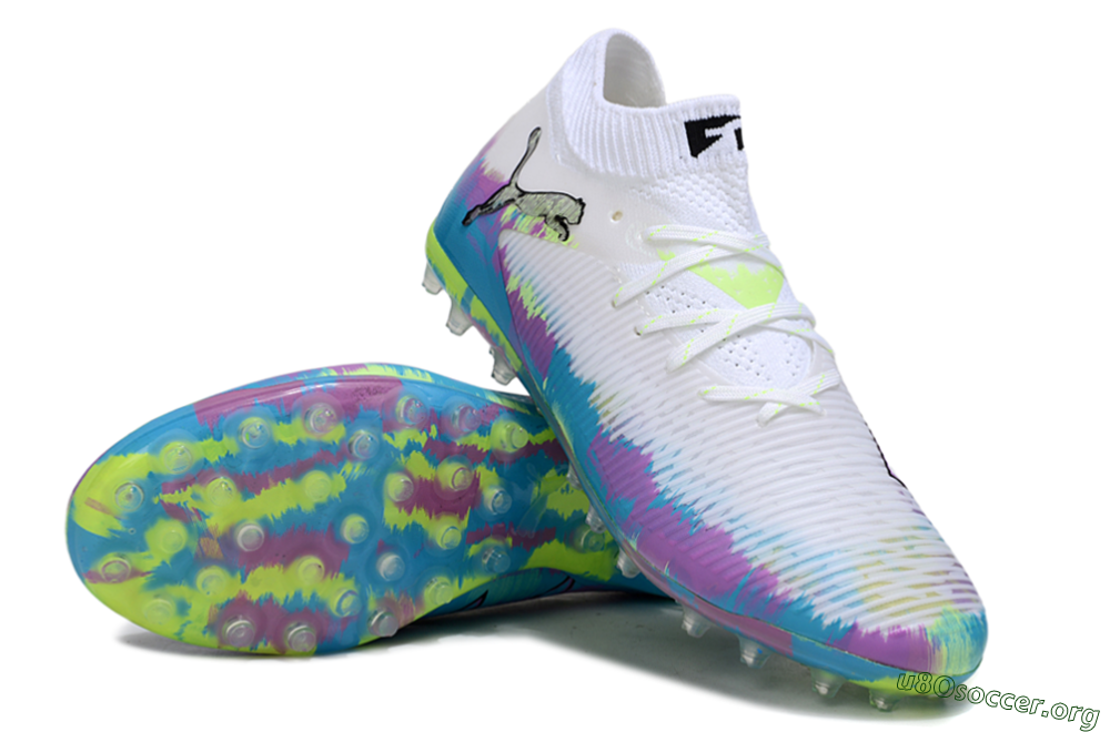 Puma Future 8 Ultimate MG Football Boots - White/Blue/Yellow 0
