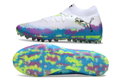 Puma Future 8 Ultimate MG Football Boots - White/Blue/Yellow