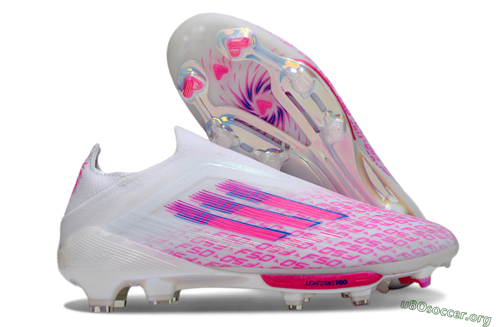 Adidas F50+ Elite Lightstrike Pro FG Football Boots - White/Pink/Blue 2