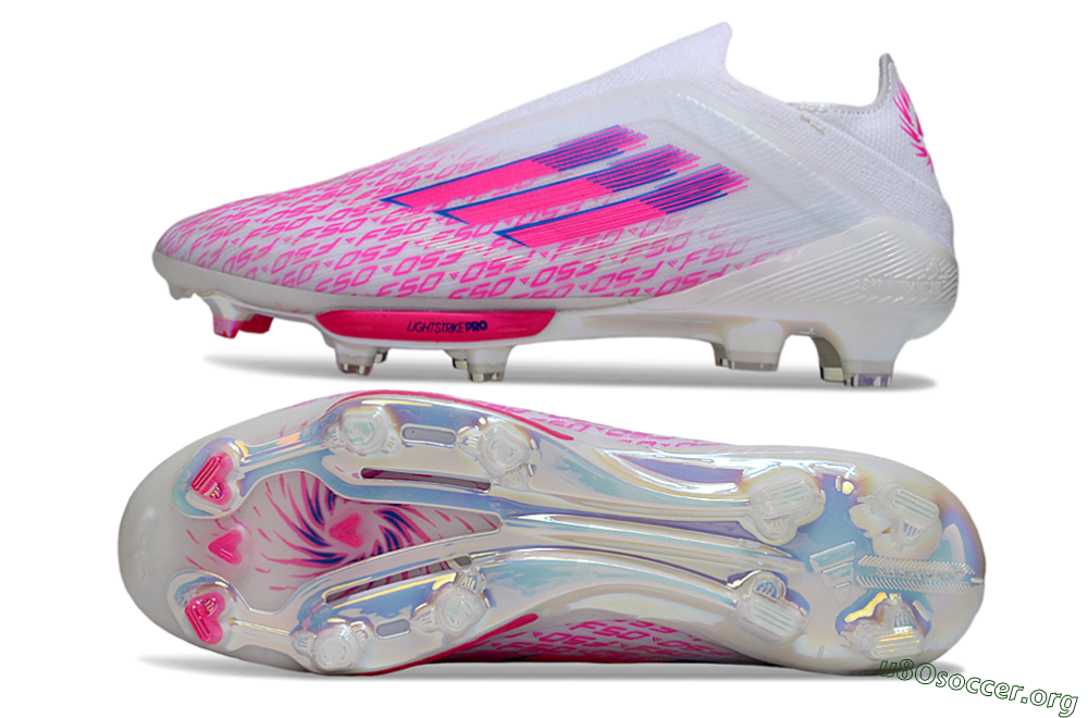 Adidas F50+ Elite Lightstrike Pro FG Football Boots - White/Pink/Blue 1