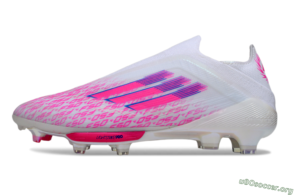 Adidas F50+ Elite Lightstrike Pro FG Football Boots - White/Pink/Blue 3