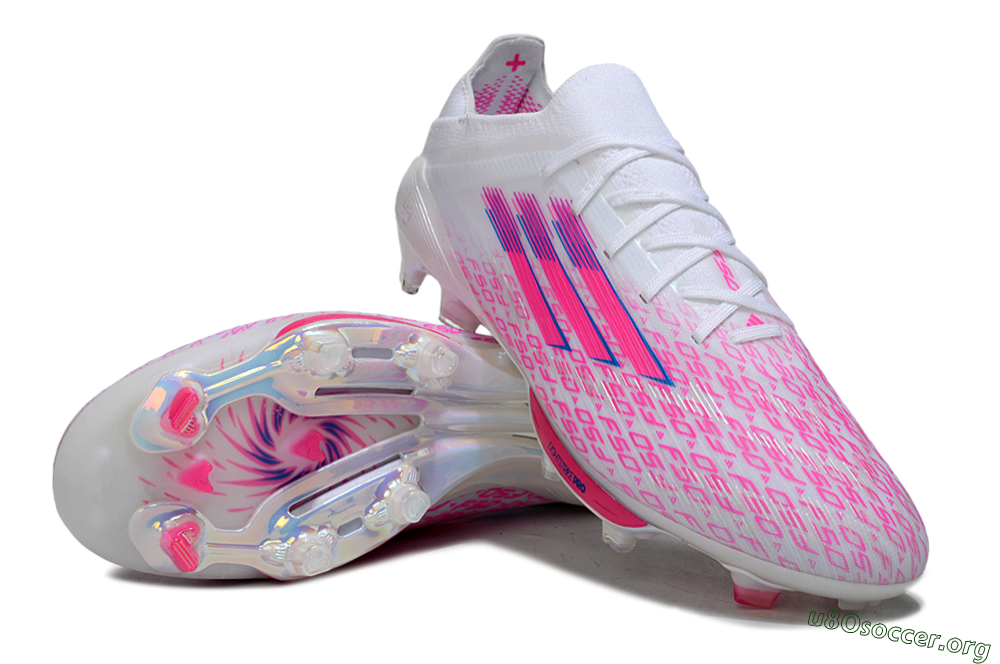 Adidas F50+ Elite Lightstrike Pro FG Football Boots - White/Pink/Blue 0