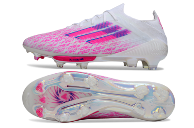 Adidas F50+ Elite Lightstrike Pro FG Football Boots - White/Pink/Blue