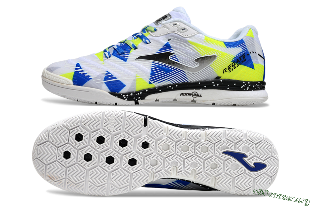 Joma Top Flex IC Football Shoes - White/Blue/Yellow 1