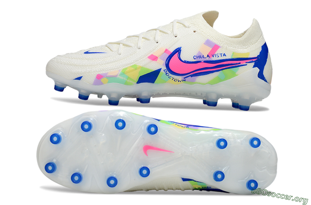 Nike Phantom GX 2 Elite AG Football Boots - White/Blue/Pink 1