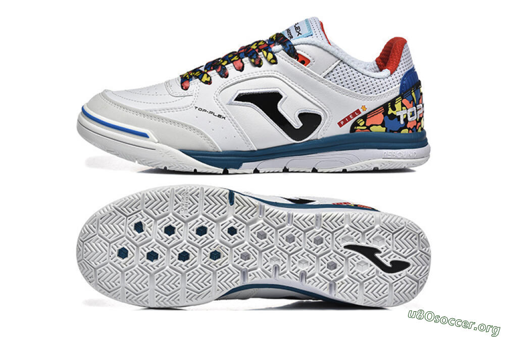 Joma Top Flex IC Football Shoes - White/Blue/Red/Yellow 1