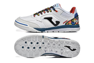 Joma Top Flex IC Football Shoes - White/Blue/Red/Yellow