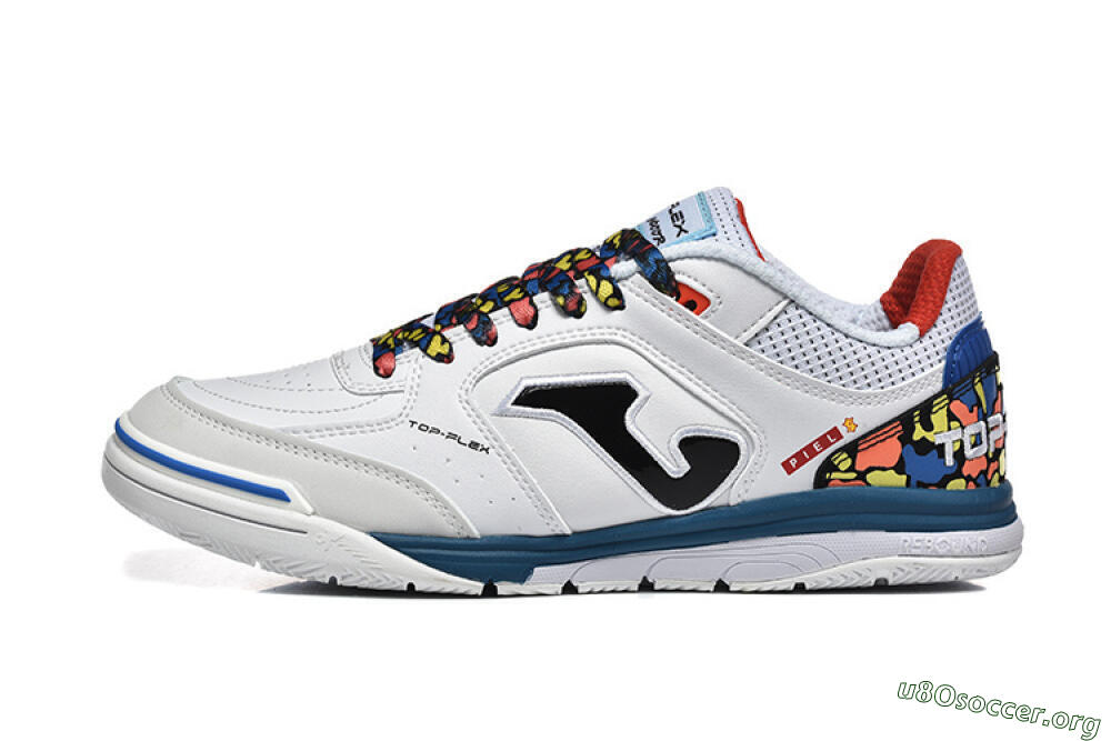 Joma Top Flex IC Football Shoes - White/Blue/Red/Yellow 3