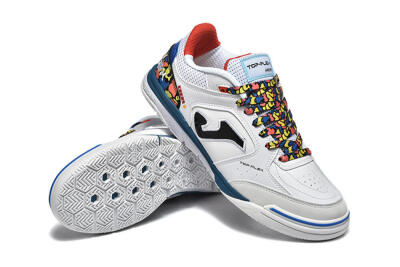 Joma Top Flex IC Football Shoes - White/Blue/Red/Yellow