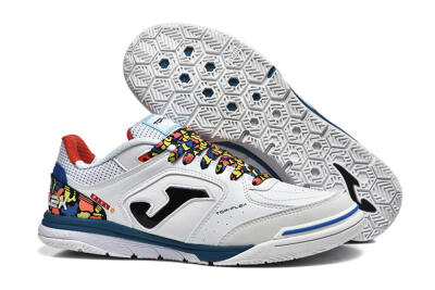 Joma Top Flex IC Football Shoes - White/Blue/Red/Yellow