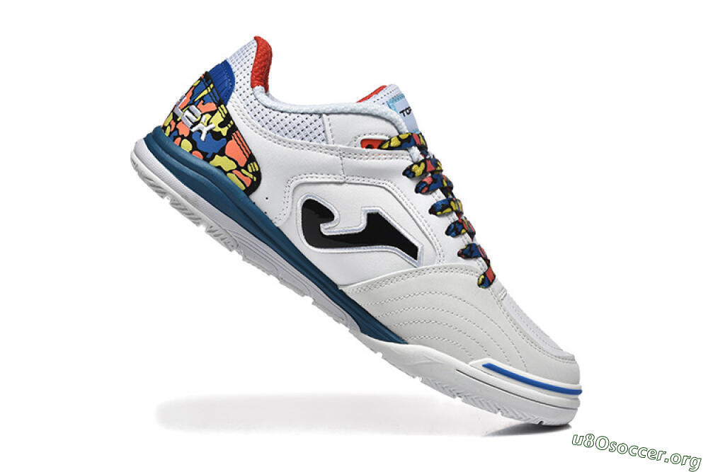 Joma Top Flex IC Football Shoes - White/Blue/Red/Yellow 7
