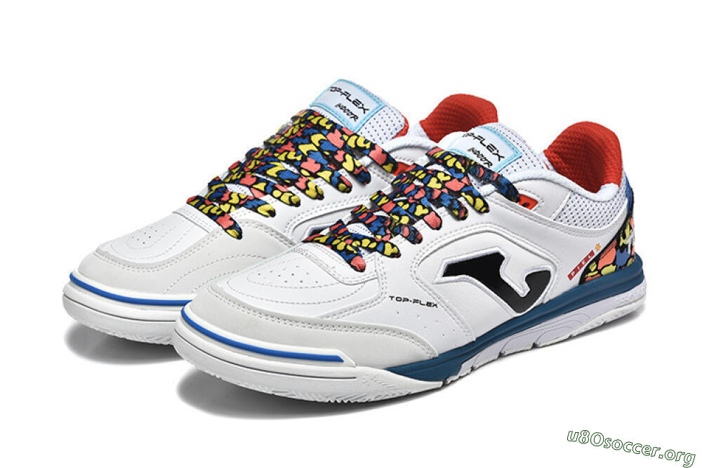 Joma Top Flex IC Football Shoes - White/Blue/Red/Yellow 5