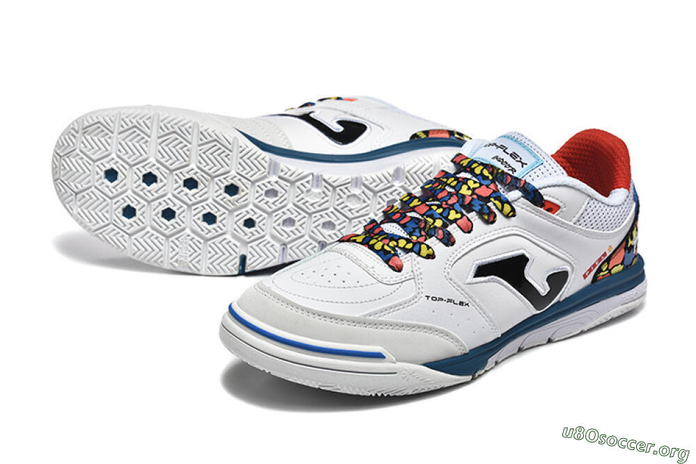 Joma Top Flex IC Football Shoes - White/Blue/Red/Yellow 0