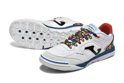 Joma Top Flex IC Football Shoes - White/Blue/Red/Yellow