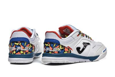 Joma Top Flex IC Football Shoes - White/Blue/Red/Yellow