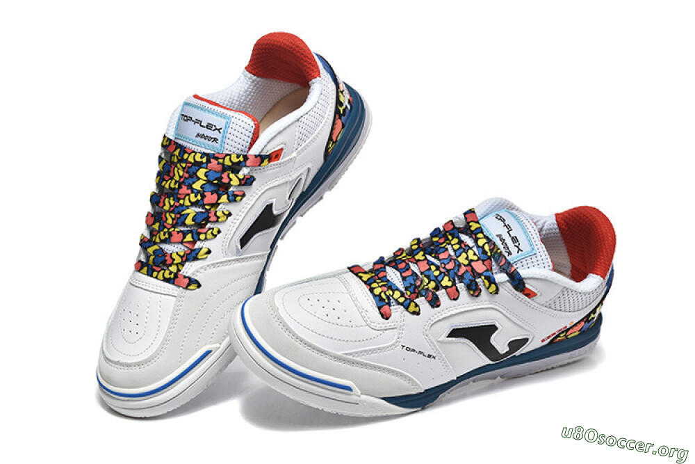 Joma Top Flex IC Football Shoes - White/Blue/Red/Yellow 6