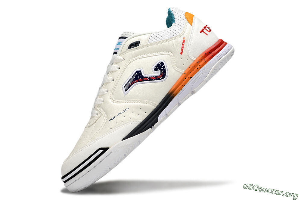 Joma Top Flex IC Football Shoes - White/Black/Red 5