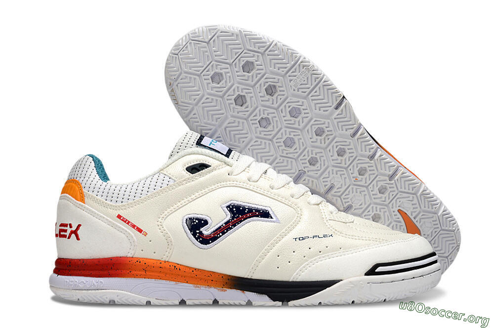 Joma Top Flex IC Football Shoes - White/Black/Red 2