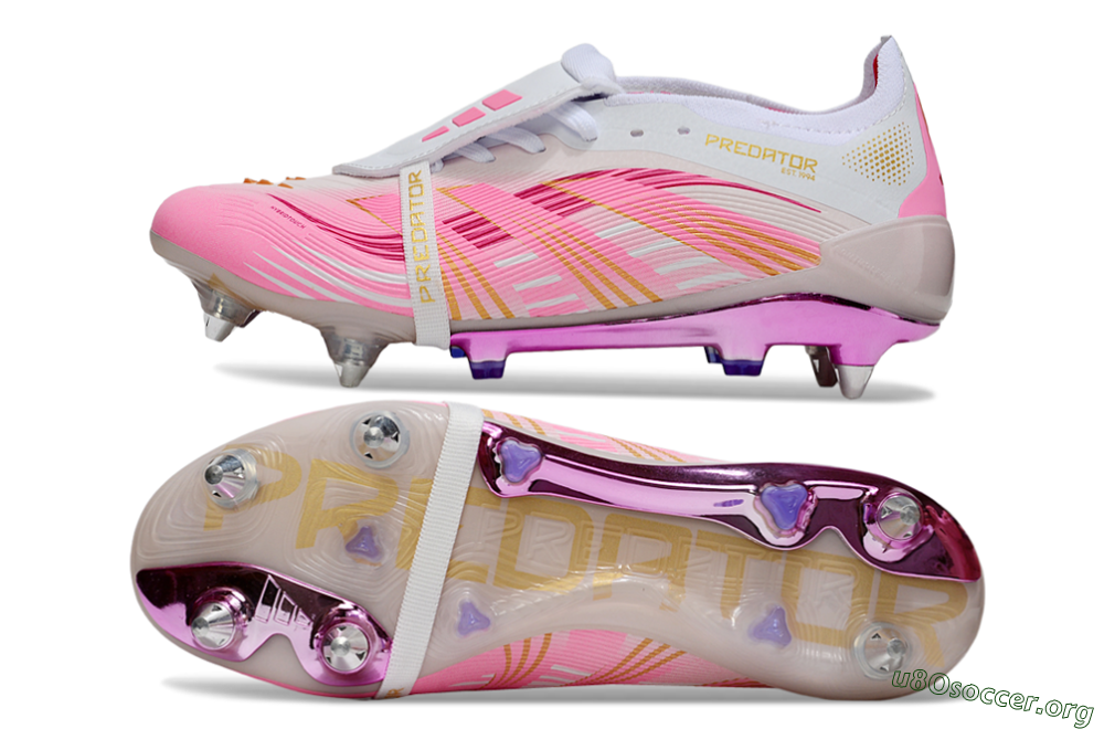 Adidas Predator 25 Elite Foldover Tongue SG Football Boots - Pink/White/Gold 1